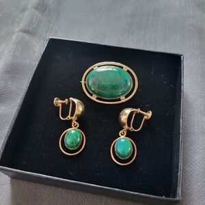 !!Rare vintage 14k Brooch and Earrings Set